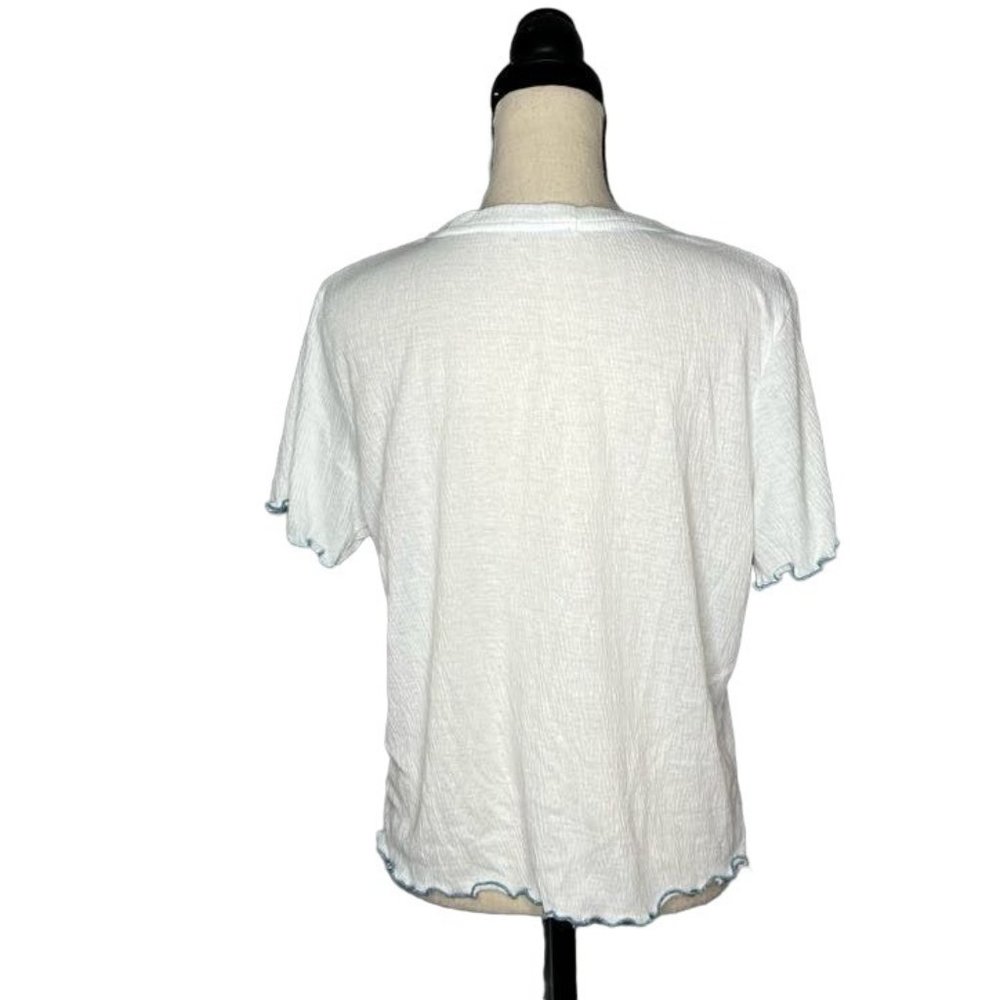 Emerson Road White Star Print Short Sleeve Shirt Women's Size Large L - Picture 3 of 7
